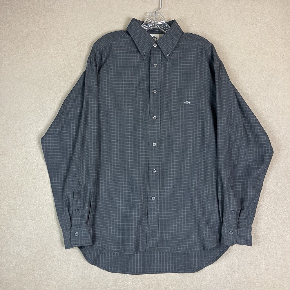 Replay Shirt Mens L Gray Striped Long Sleeve Cotton Button Up Regular Fit‎